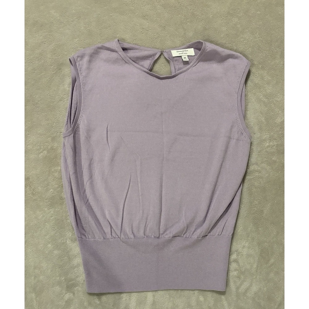 Banana Republic Purple Knit Sleeveless Sweater Merino Wool Shirt Women’s M